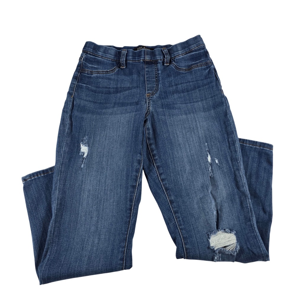 Judy Blue JB88369 DK Distressed Pull On Skinny Jeans Dark Wash 9/29